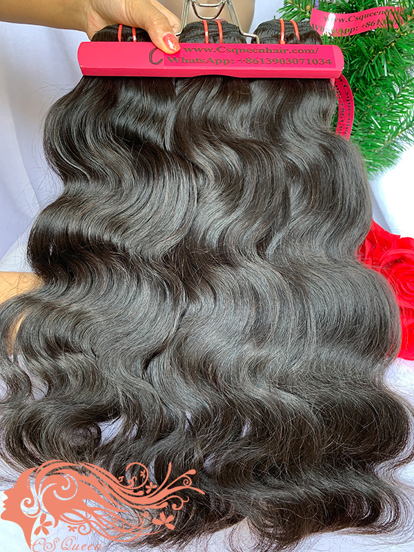 Csqueen Mink hair Body Wave 3 Bundles Natural Black Color 100% Human Hair - Click Image to Close